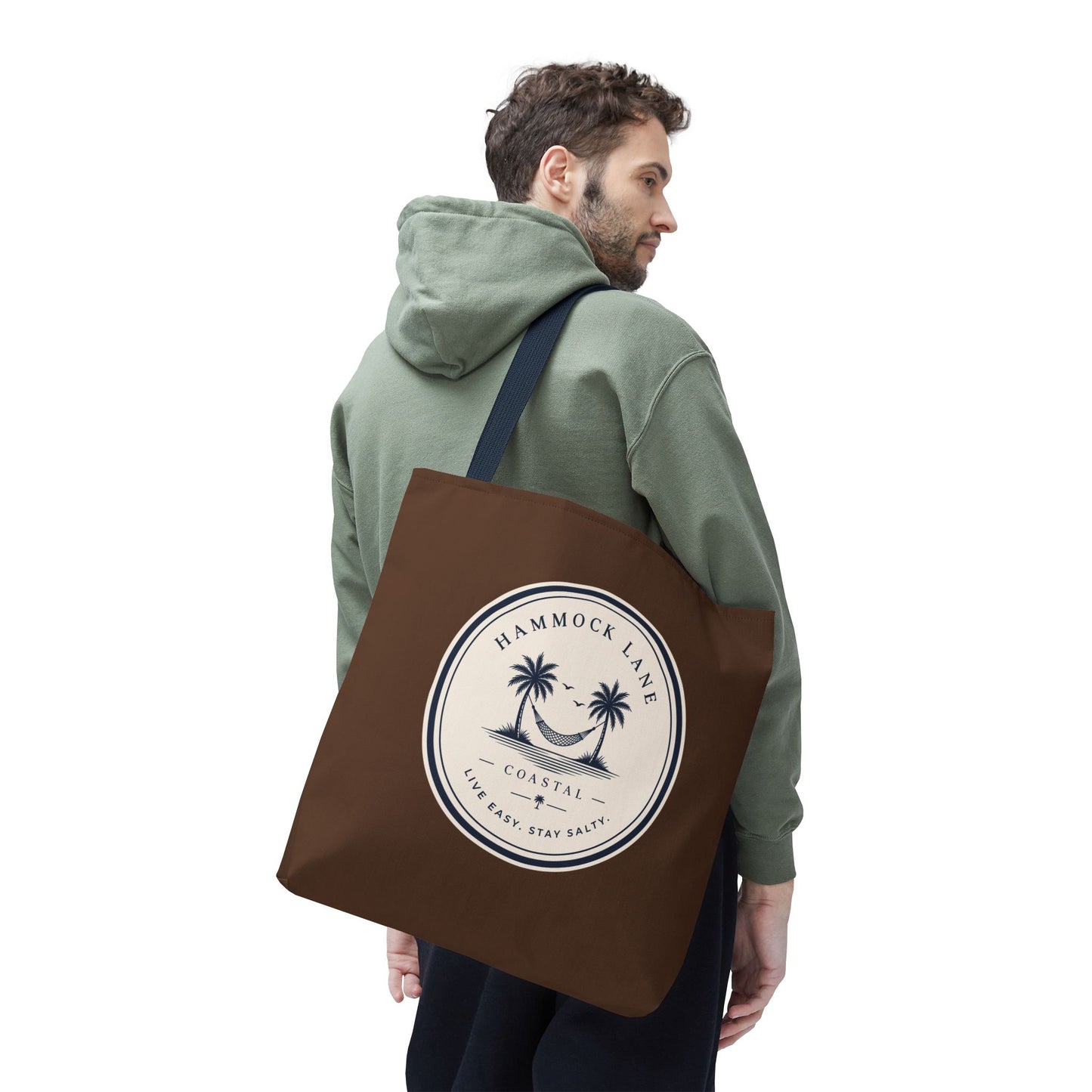 Brown Patch Tote Bag with Smiley Emblem