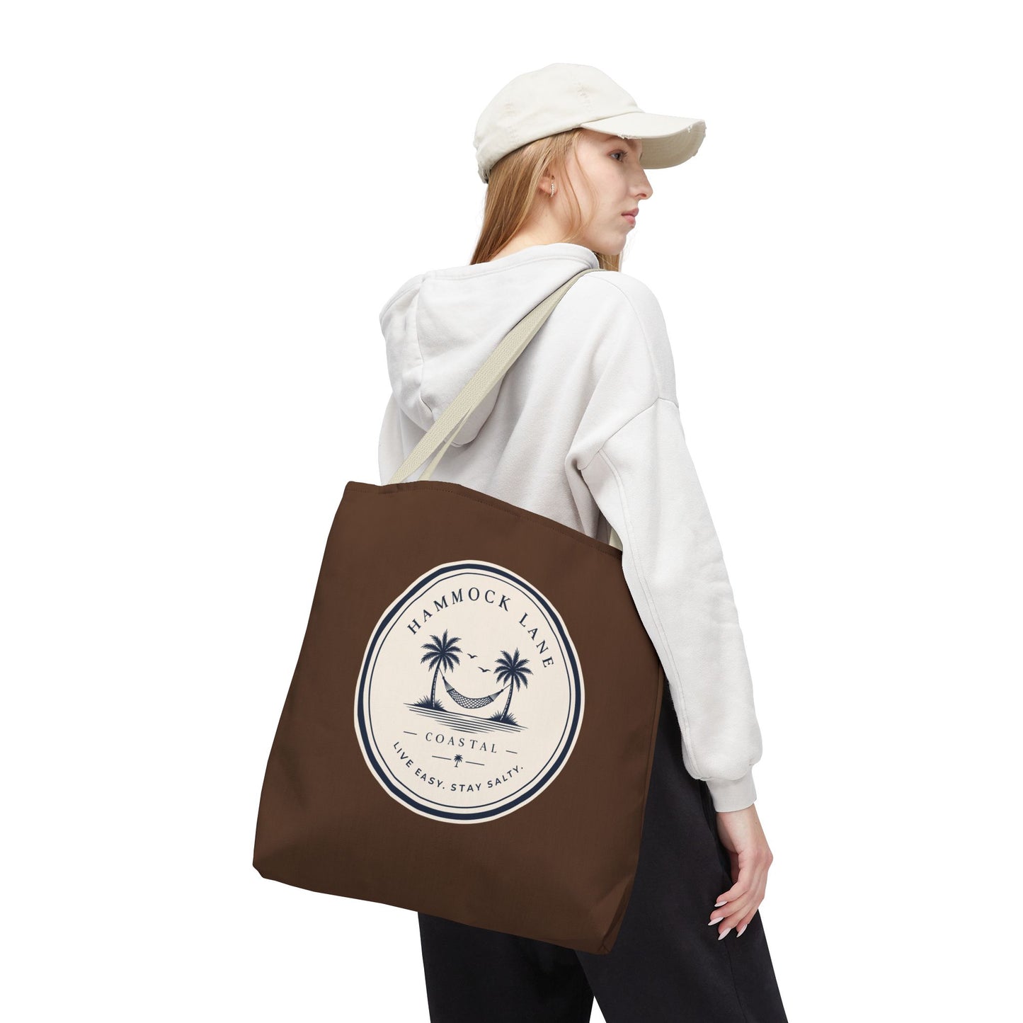 Brown Patch Tote Bag with Smiley Emblem