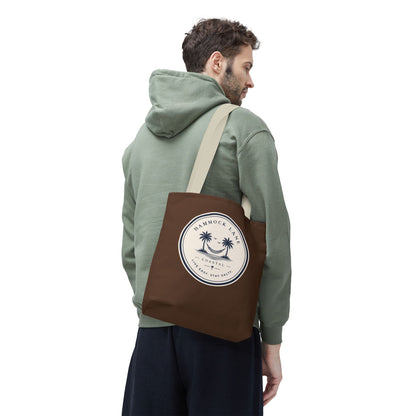 Brown Patch Tote Bag with Smiley Emblem