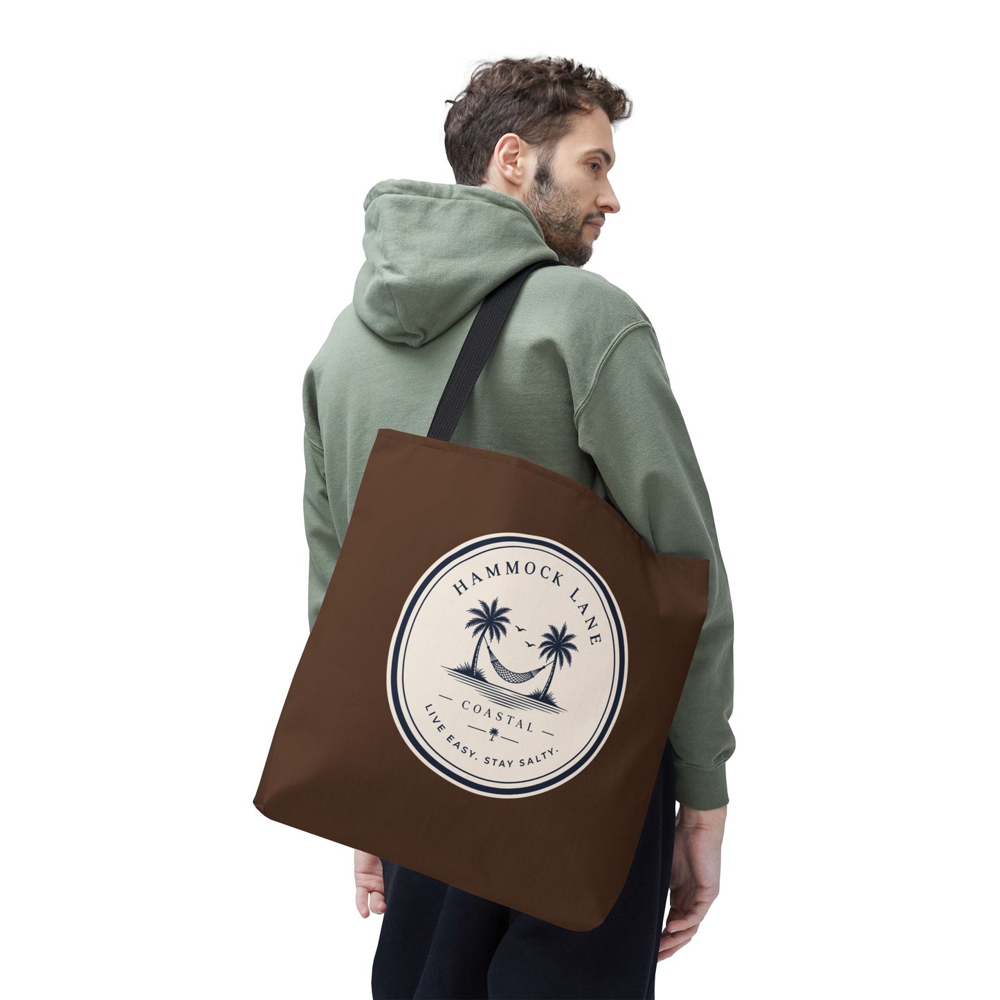 Brown Patch Tote Bag with Smiley Emblem