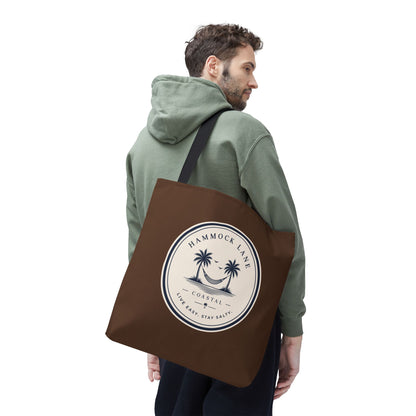 Brown Patch Tote Bag with Smiley Emblem