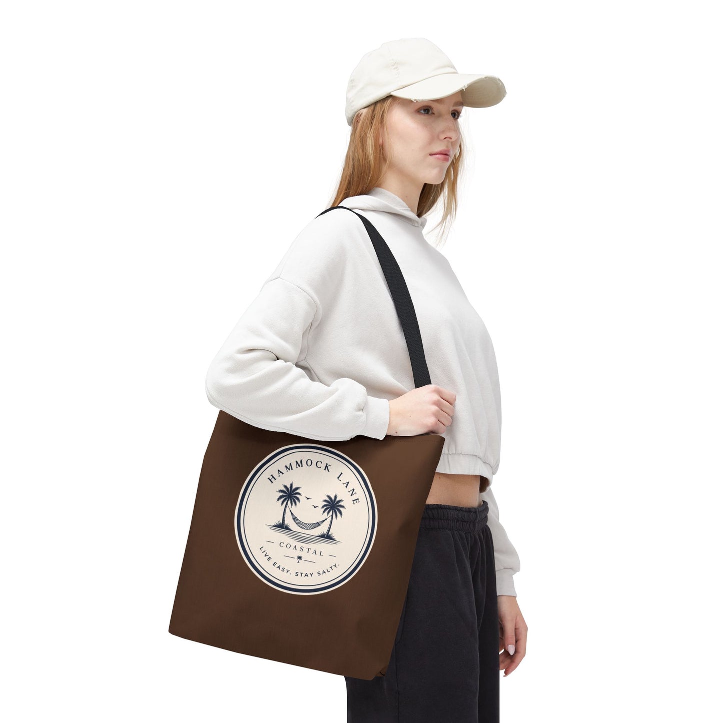 Brown Patch Tote Bag with Smiley Emblem