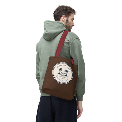 Brown Patch Tote Bag with Smiley Emblem