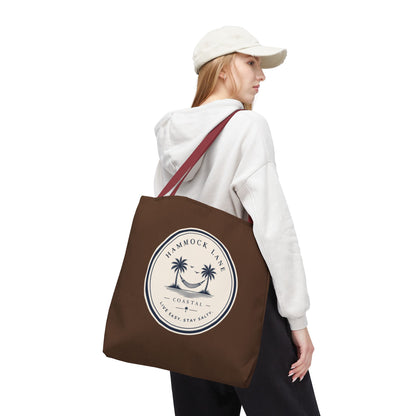 Brown Patch Tote Bag with Smiley Emblem