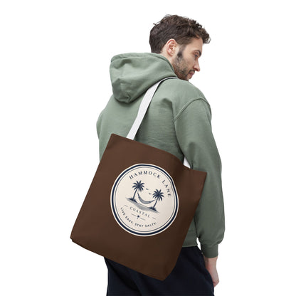 Brown Patch Tote Bag with Smiley Emblem