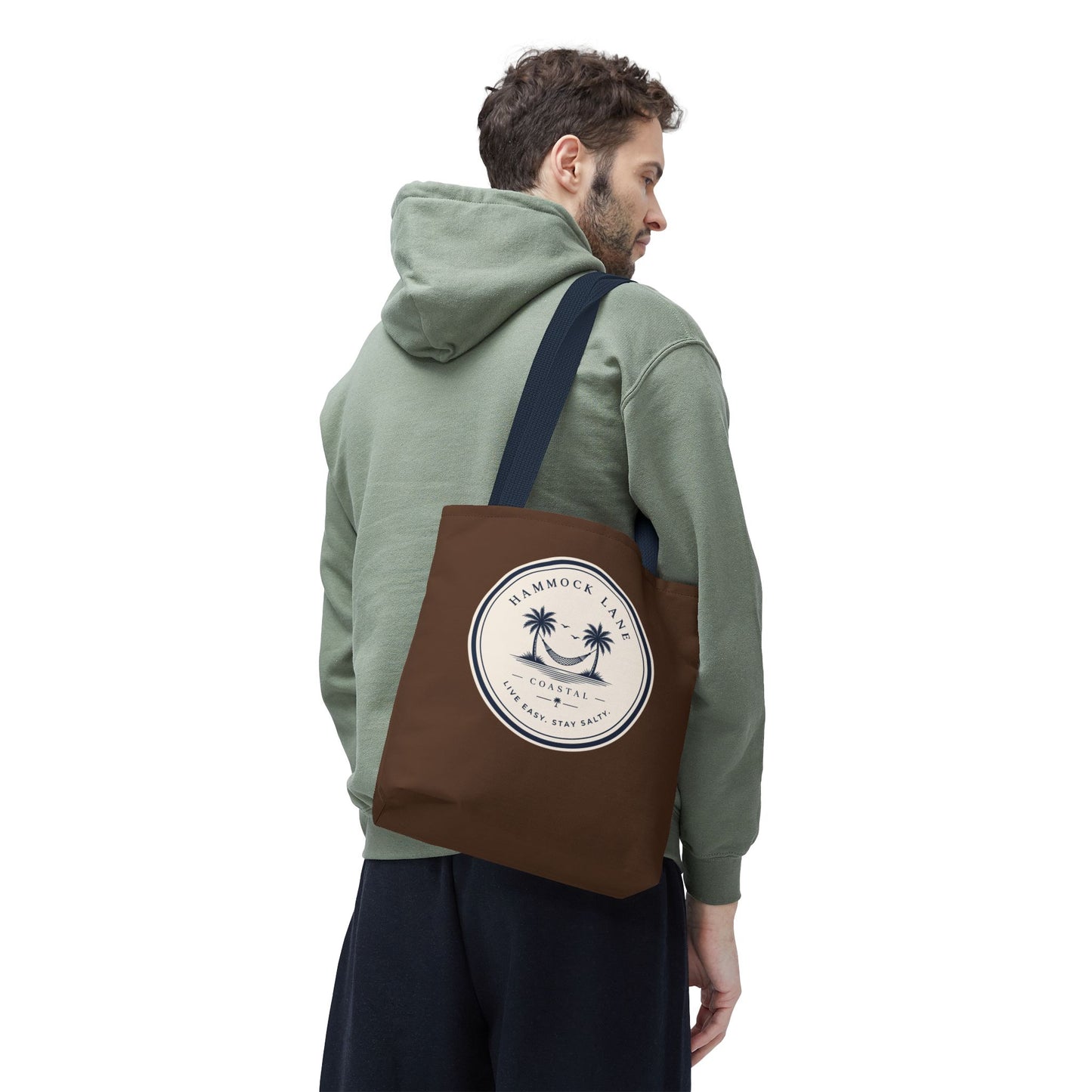 Brown Patch Tote Bag with Smiley Emblem