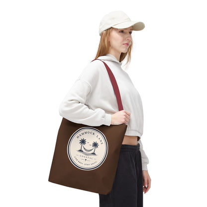 Brown Patch Tote Bag with Smiley Emblem