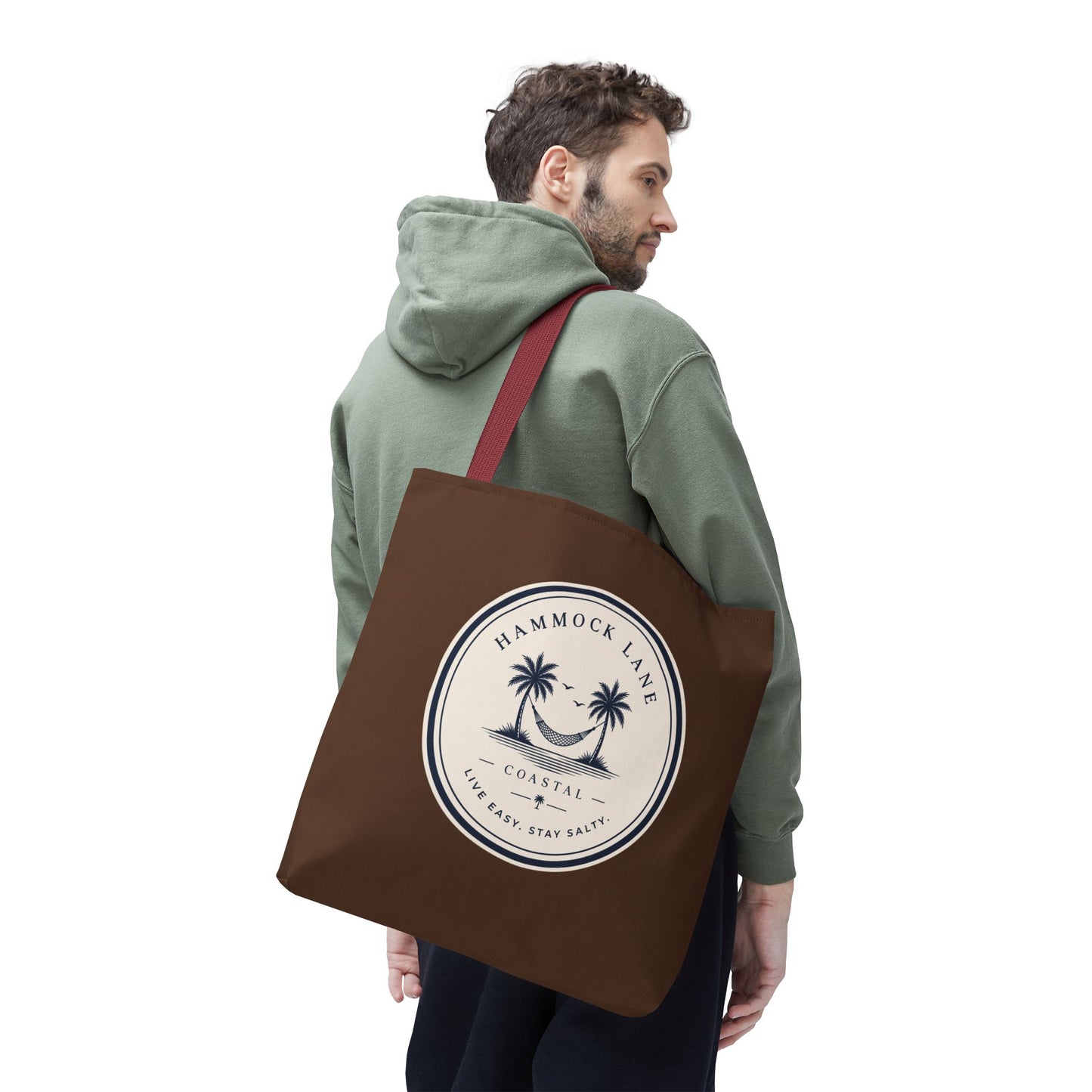 Brown Patch Tote Bag with Smiley Emblem
