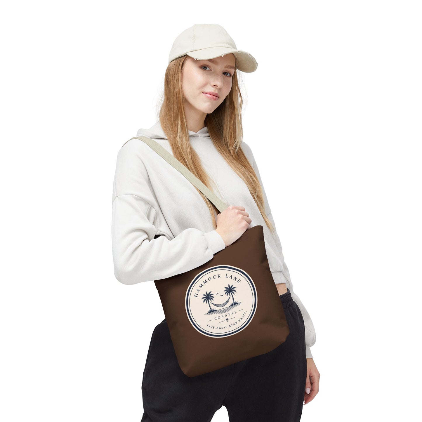 Brown Patch Tote Bag with Smiley Emblem