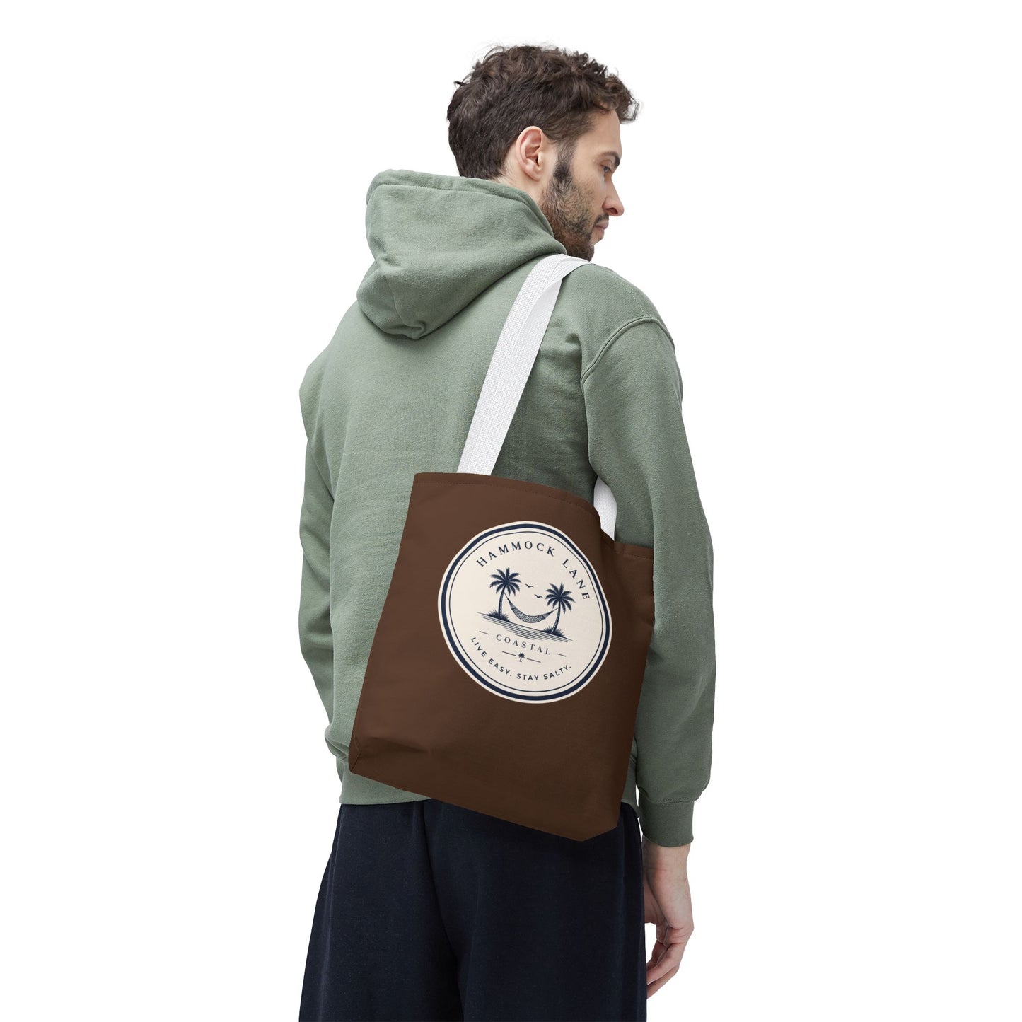 Brown Patch Tote Bag with Smiley Emblem