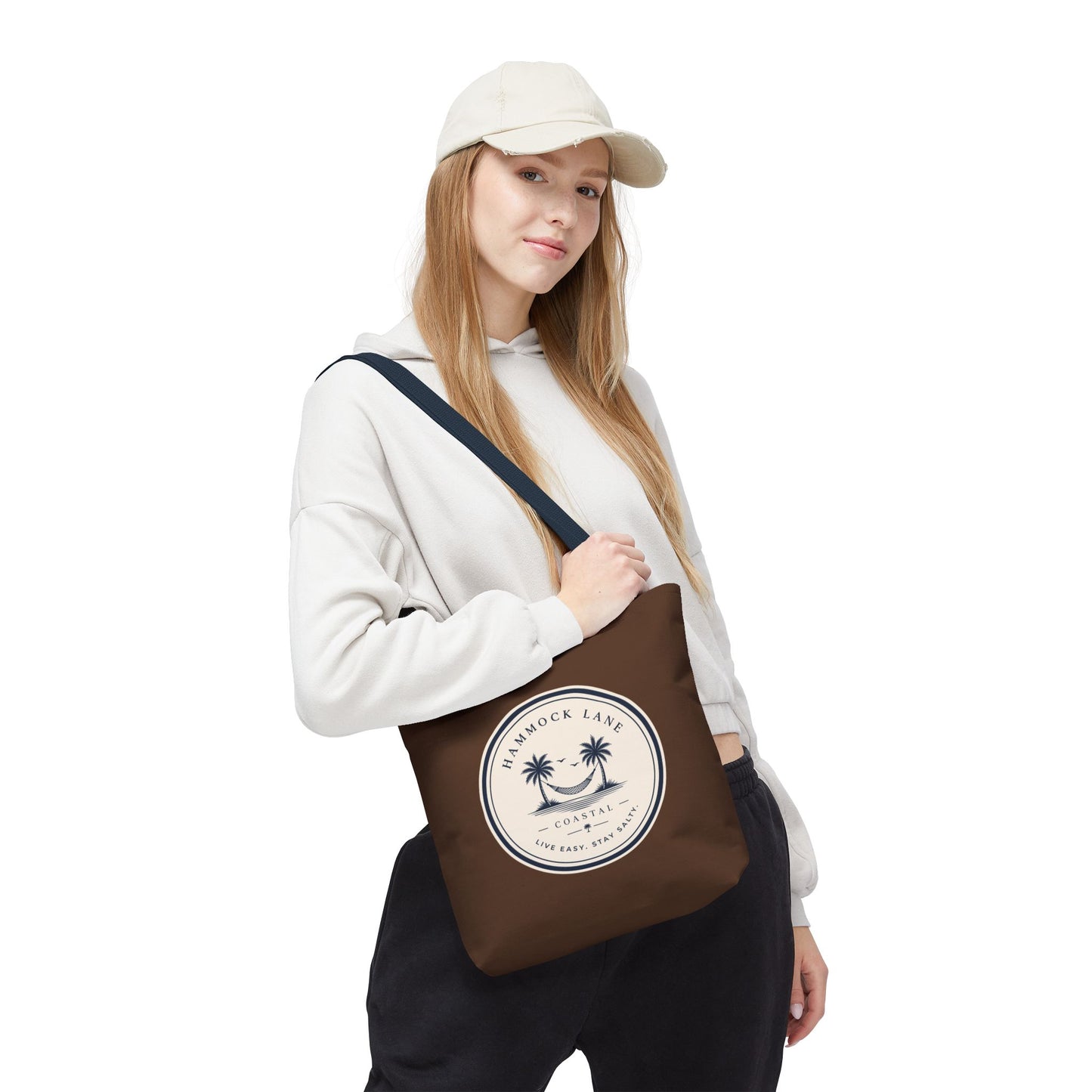 Brown Patch Tote Bag with Smiley Emblem