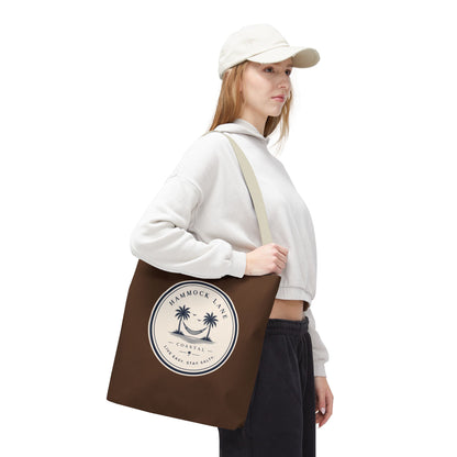 Brown Patch Tote Bag with Smiley Emblem