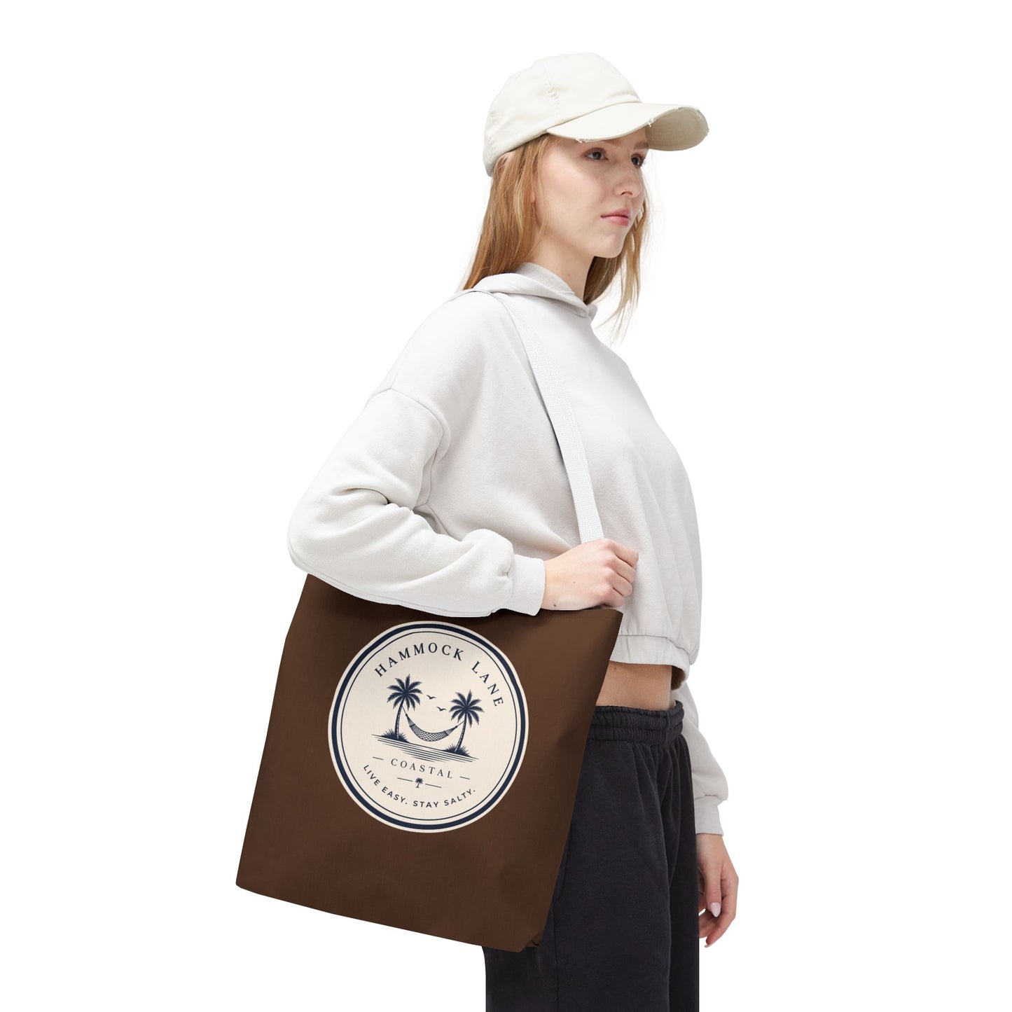 Brown Patch Tote Bag with Smiley Emblem