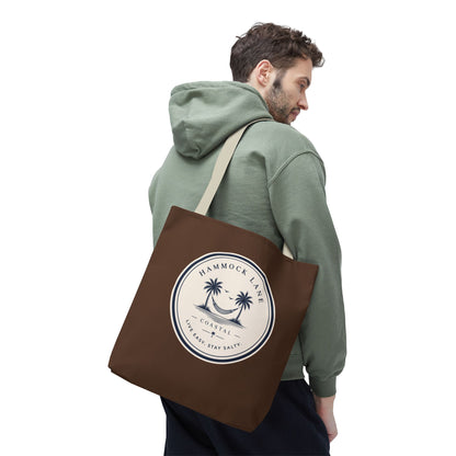 Brown Patch Tote Bag with Smiley Emblem