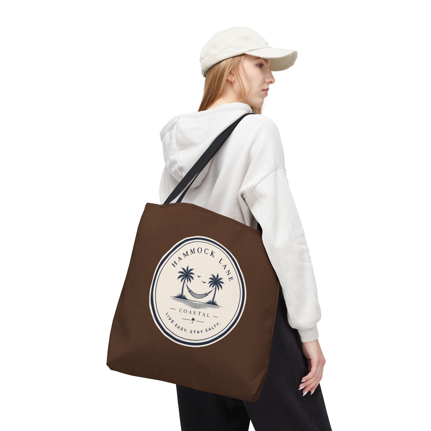 Brown Patch Tote Bag with Smiley Emblem