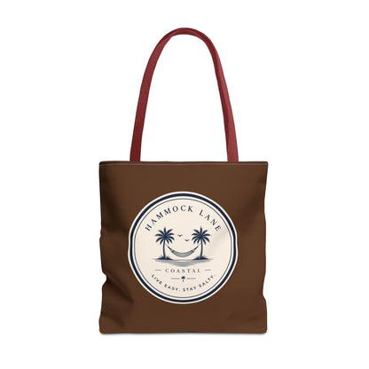Brown Patch Tote Bag with Smiley Emblem