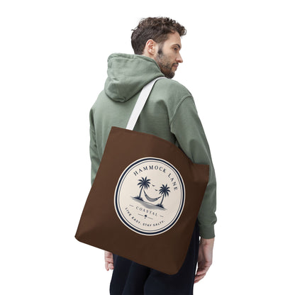 Brown Patch Tote Bag with Smiley Emblem