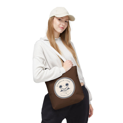 Brown Patch Tote Bag with Smiley Emblem