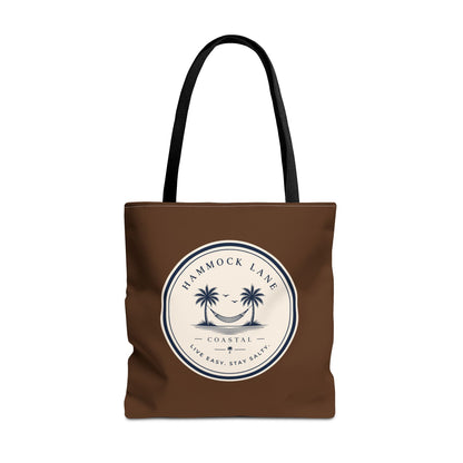 Brown Patch Tote Bag with Smiley Emblem