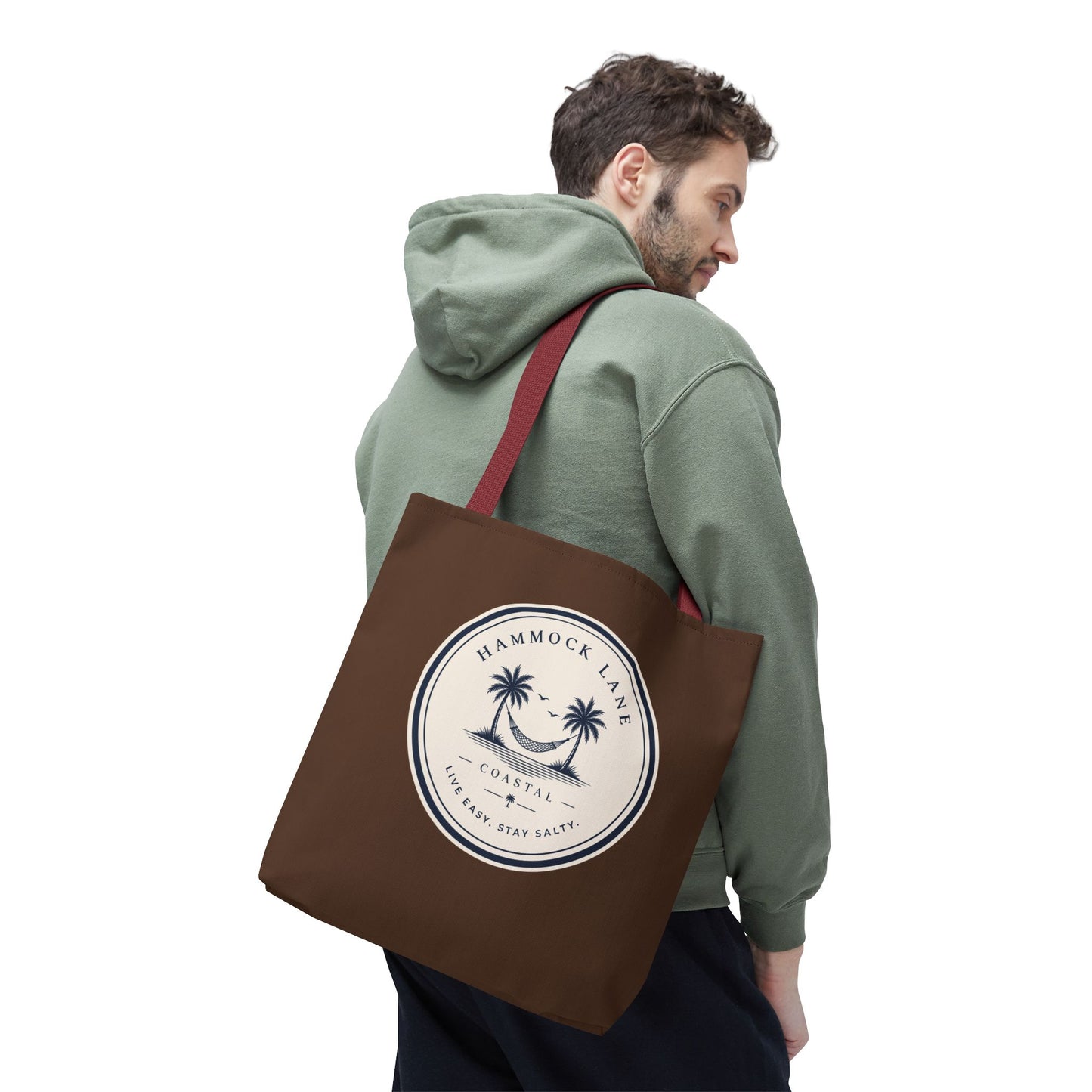 Brown Patch Tote Bag with Smiley Emblem