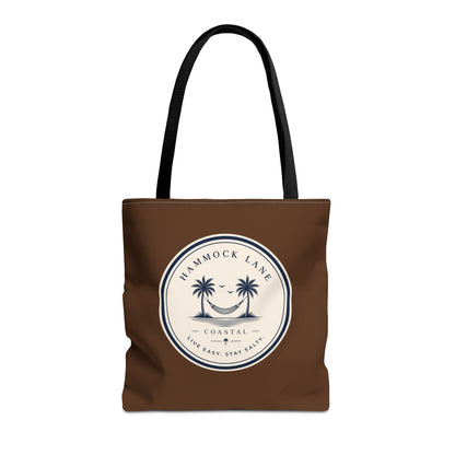 Brown Patch Tote Bag with Smiley Emblem